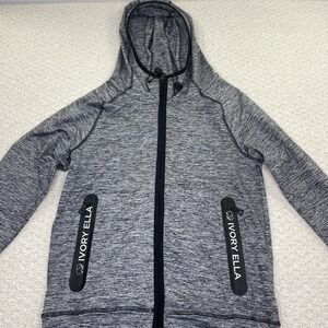 Ivory Ella Hoodie Womens Medium Black Gray Elephant Reflective LOGO